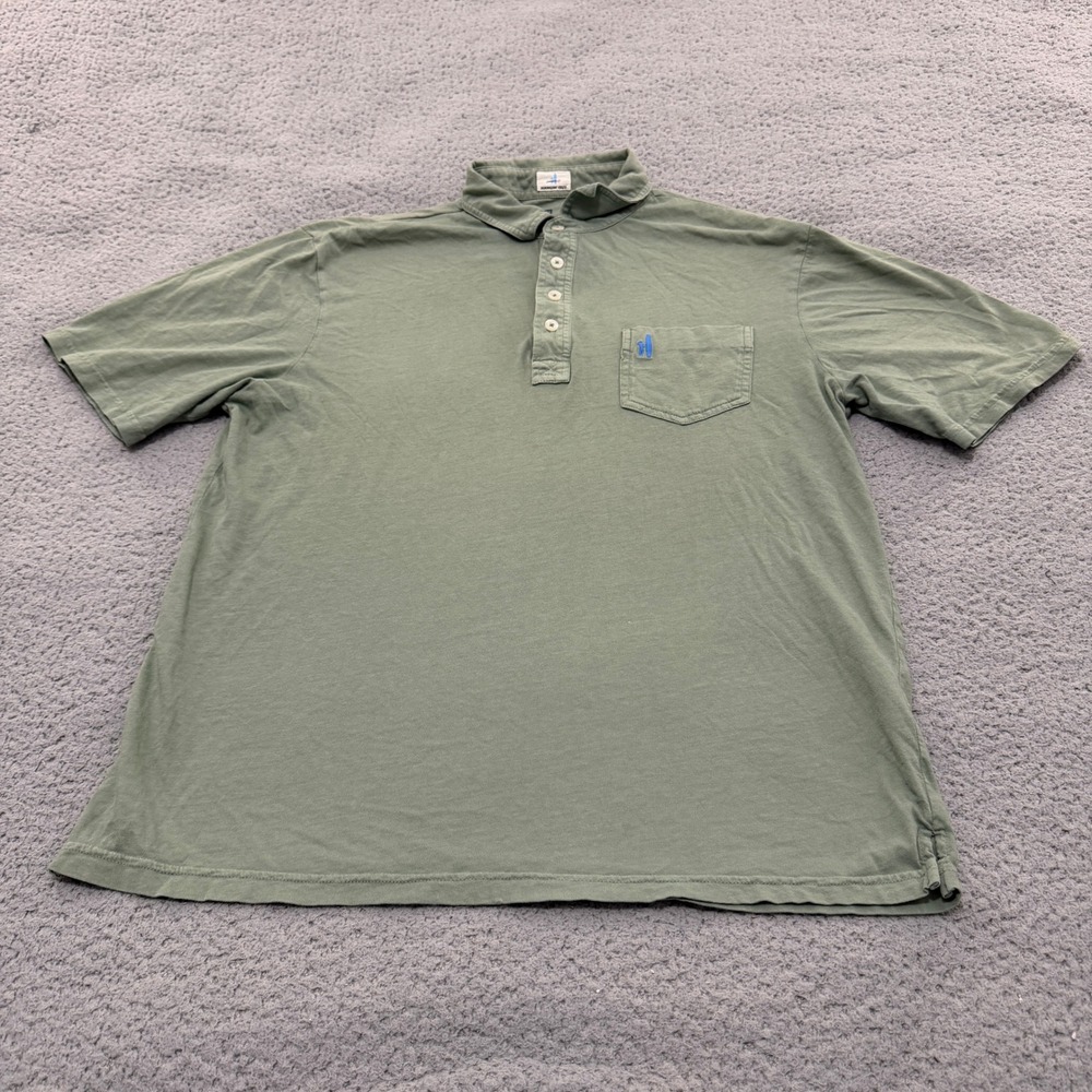 Johnnie-O Hangin Out Polo Shirt Mens Medium Green Cotton Short Sleeve Pocket